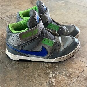 Nike Gray and Blue High-Top Sneakers with Padded Ankle